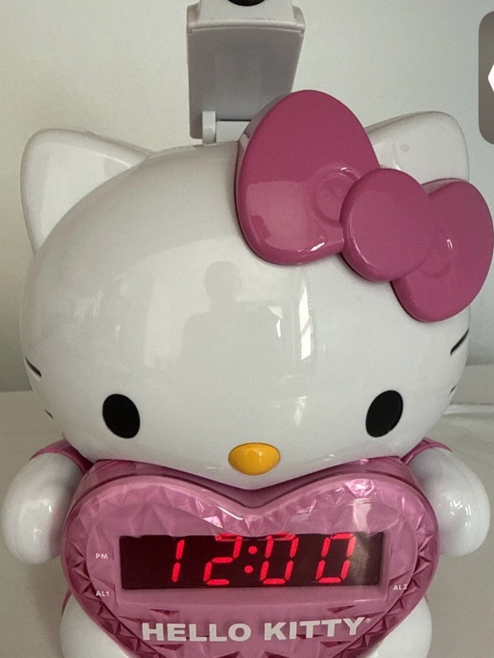 Hello Kitty KT2064P Projection Alarm Clock Radio Pink Heart AM/FM TESTED/WORKS